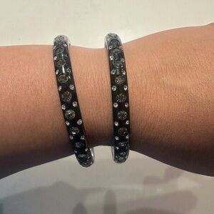 Elegant Black and Silver Bangle Set